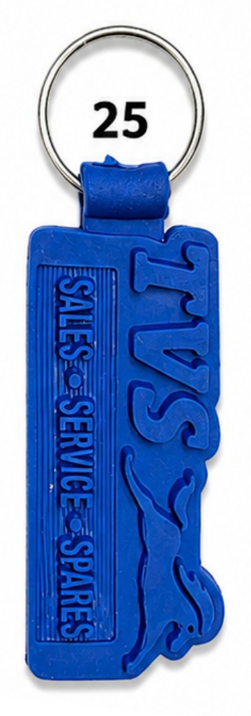 25 Blue Letter Shape Two Wheeler Die Moulded PVC Keychain - Code 25