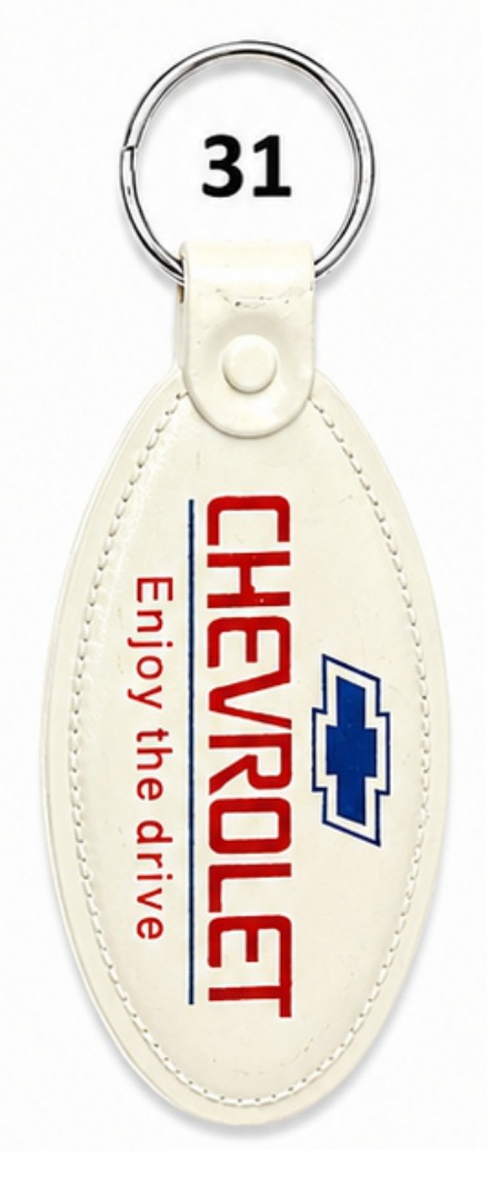 31 White Elongated Oval ABS Printing Keychain - Code 31