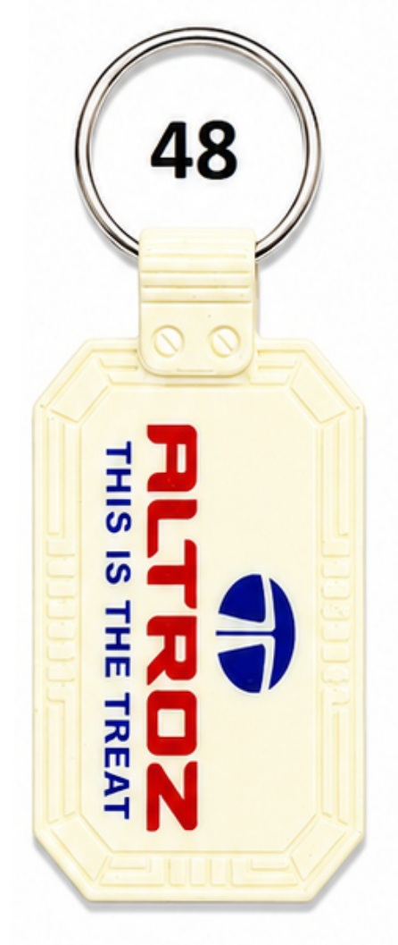 48 White Angular Tag Double-Sided Laminated ABS Keychain - Code 48