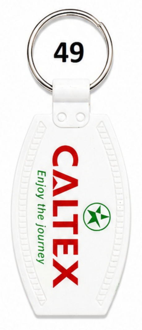 49 White Tapered Tag Double-Sided Laminated ABS Keychain - Code 49