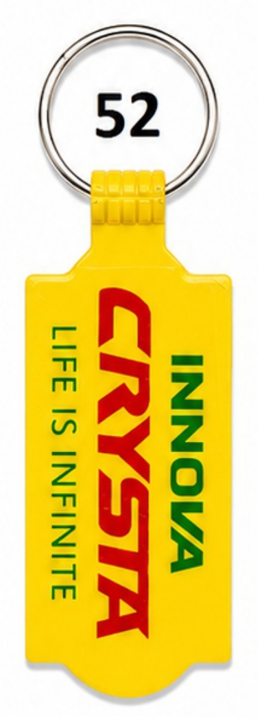 52 Yellow Rectangular Double-Sided Laminated ABS Keychain - Code 52