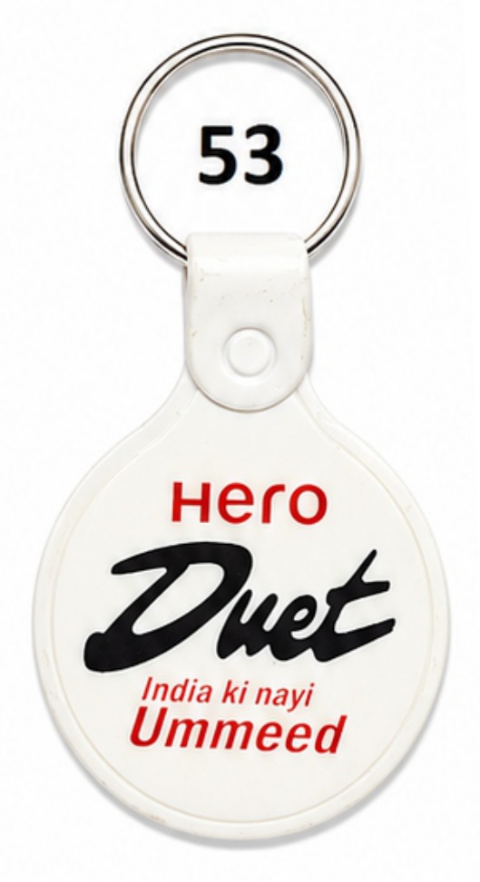 53 White Round Double-Sided Laminated ABS Keychain - Code 53