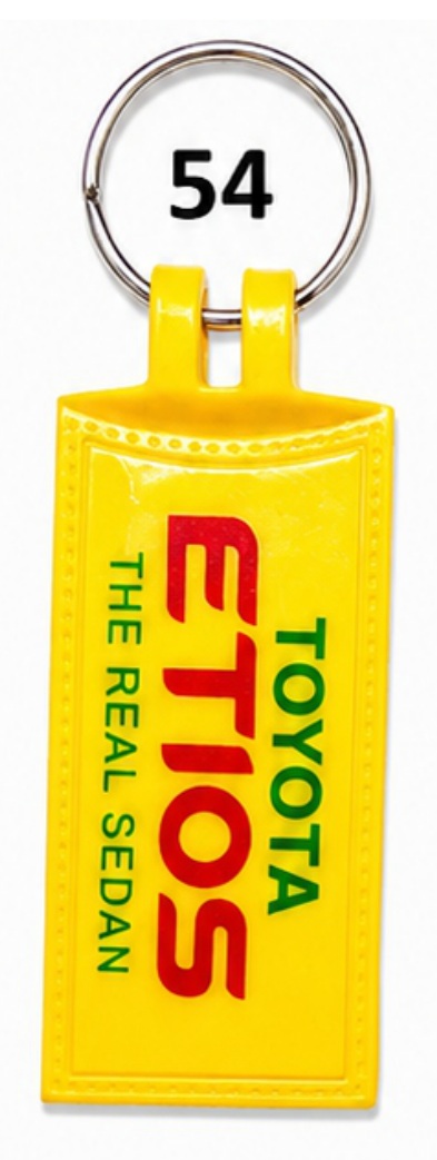54 Yellow Rectangular Double-Sided Laminated ABS Keychain - Code 54