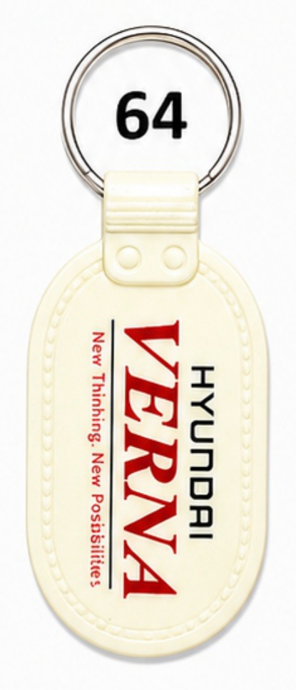 64 White Oval Double-Sided Laminated ABS Keychain - Code 64
