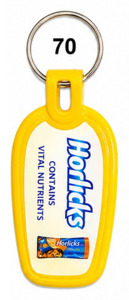 70 Yellow Rounded Rectangle Digital Printed Laminated ABS Keychain - Code 70