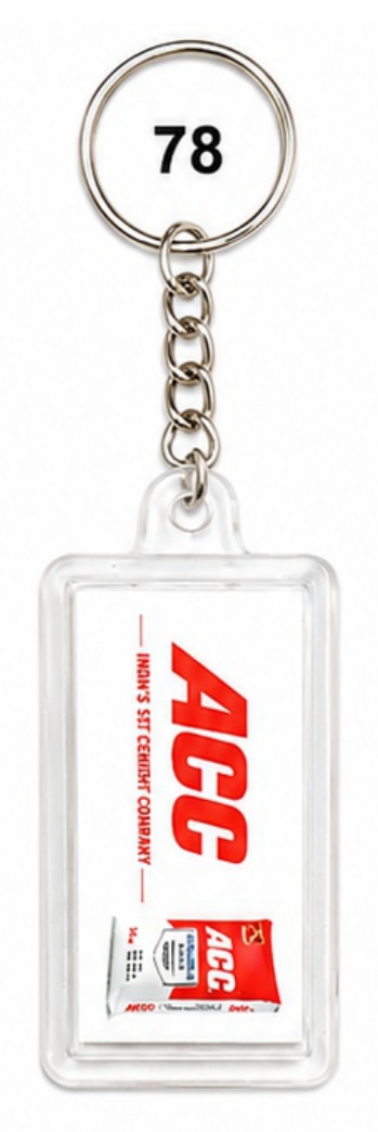 78 White Rectangular Digital Sticker Plastic Keychain - Code 78