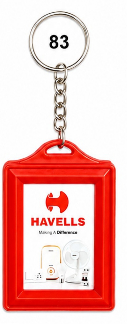 83 Red Rectangular Digital Sticker Plastic Keychain - Code 83