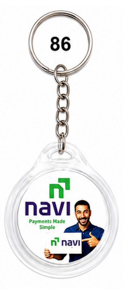 86 White Round Digital Sticker Plastic Keychain - Code 86