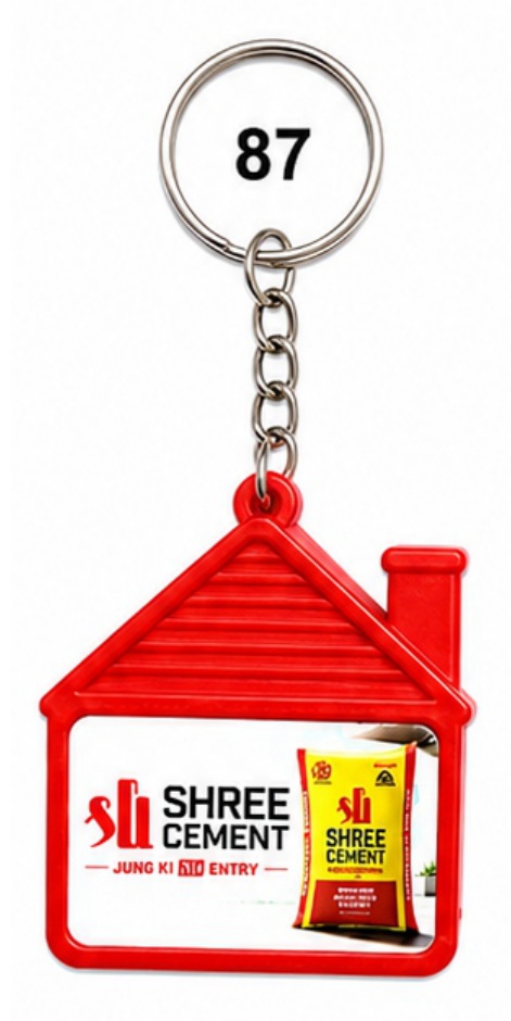 87 Red House Shape Digital Sticker Plastic Keychain - Code 87