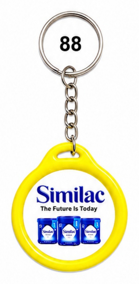 88 Yellow Round Digital Sticker Plastic Keychain - Code 88
