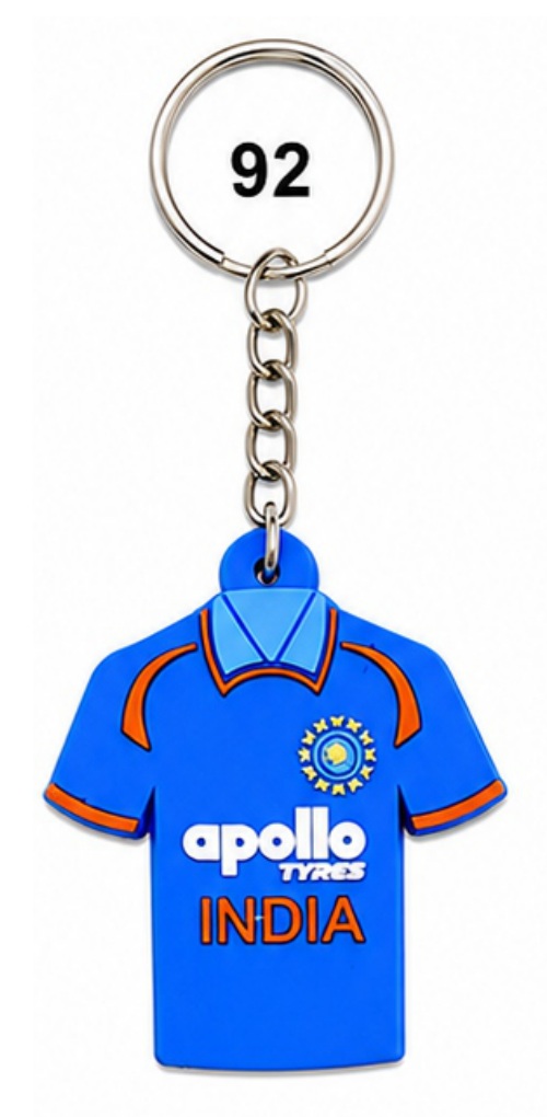 92 T-Shirt Shape Single-Side Embossed Silicone Keychain - Code 92
