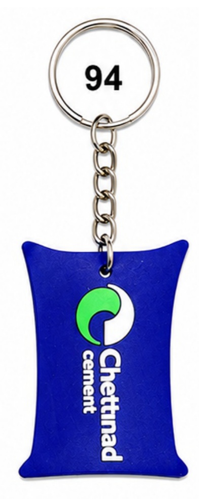 94 Blue Curved Tag Single-Side Embossed Silicone Keychain - Code 94