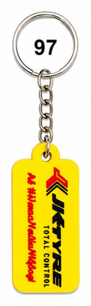 97 Yellow Rounded Tag Single-Side Embossed Silicone Keychain - Code 97