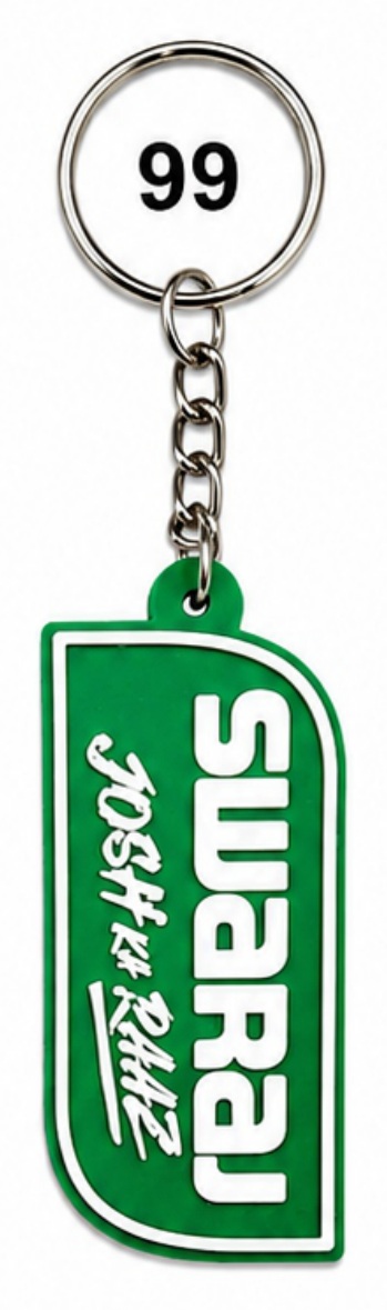 99 Green Curved Tag Single-Side Embossed Silicone Keychain - Code 99