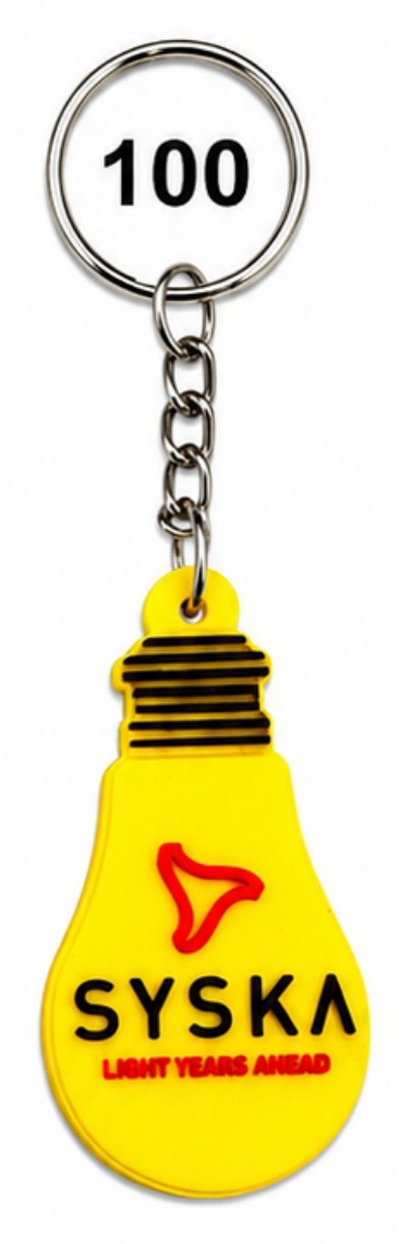 100 Light Bulb Shape Single-Side Embossed Silicone Keychain - Code 100