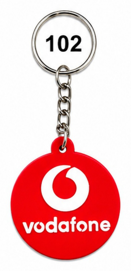 102 Red Round Single-Side Embossed Silicone Keychain - Code 102