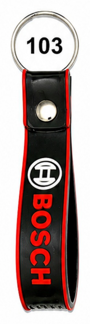 103 Black Strap Double-Side Embossed Silicone Belt Keychain - Code 103