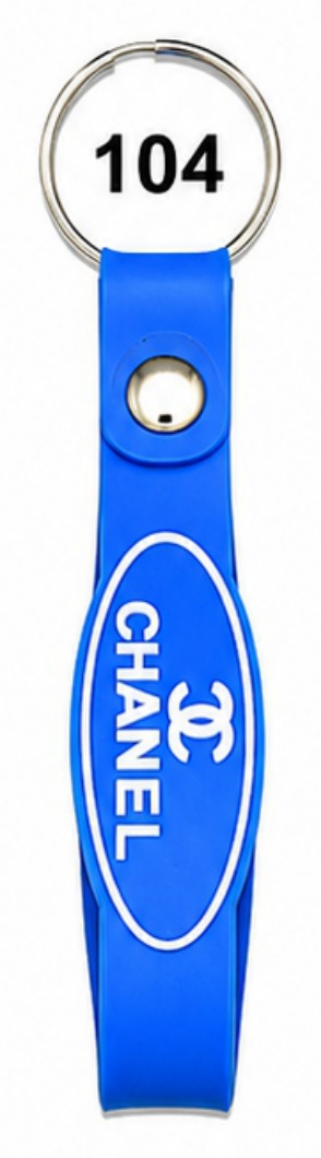 104 Blue Strap Double-Side Embossed Silicone Belt Keychain - Code 104