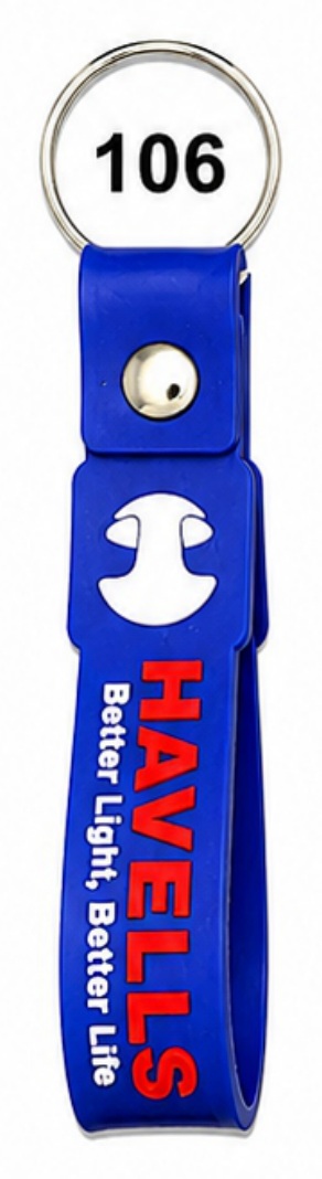 106 Blue Strap Double-Side Embossed Silicone Belt Keychain - Code 106