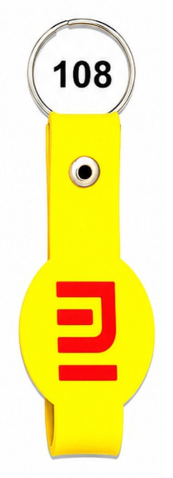 108 Yellow Strap Double-Side Embossed Silicone Belt Keychain - Code 108