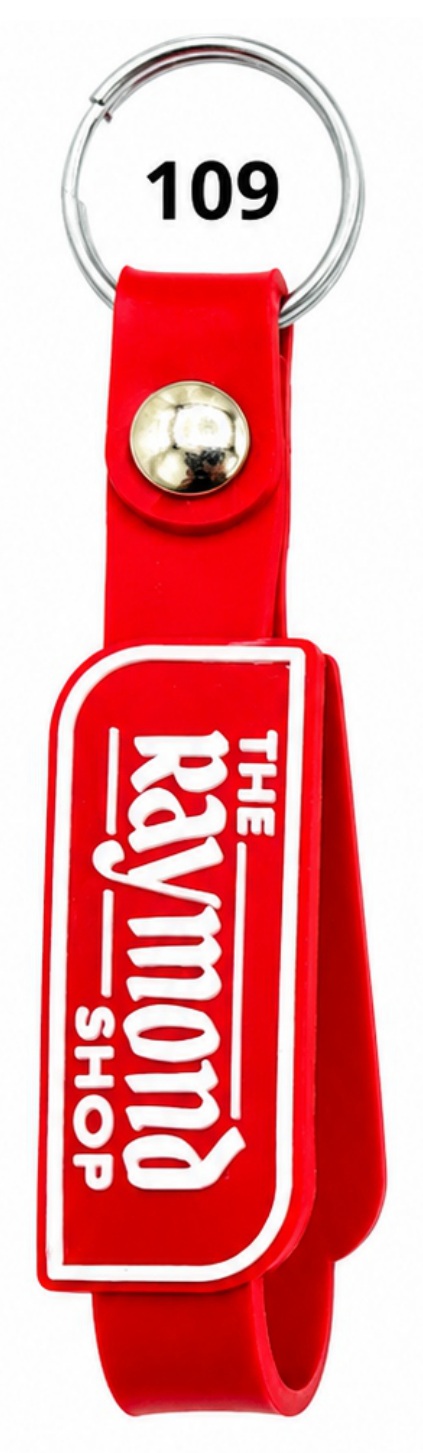 109 Red Loop Strap Double-Side Embossed Silicone Belt Keychain - Code 109