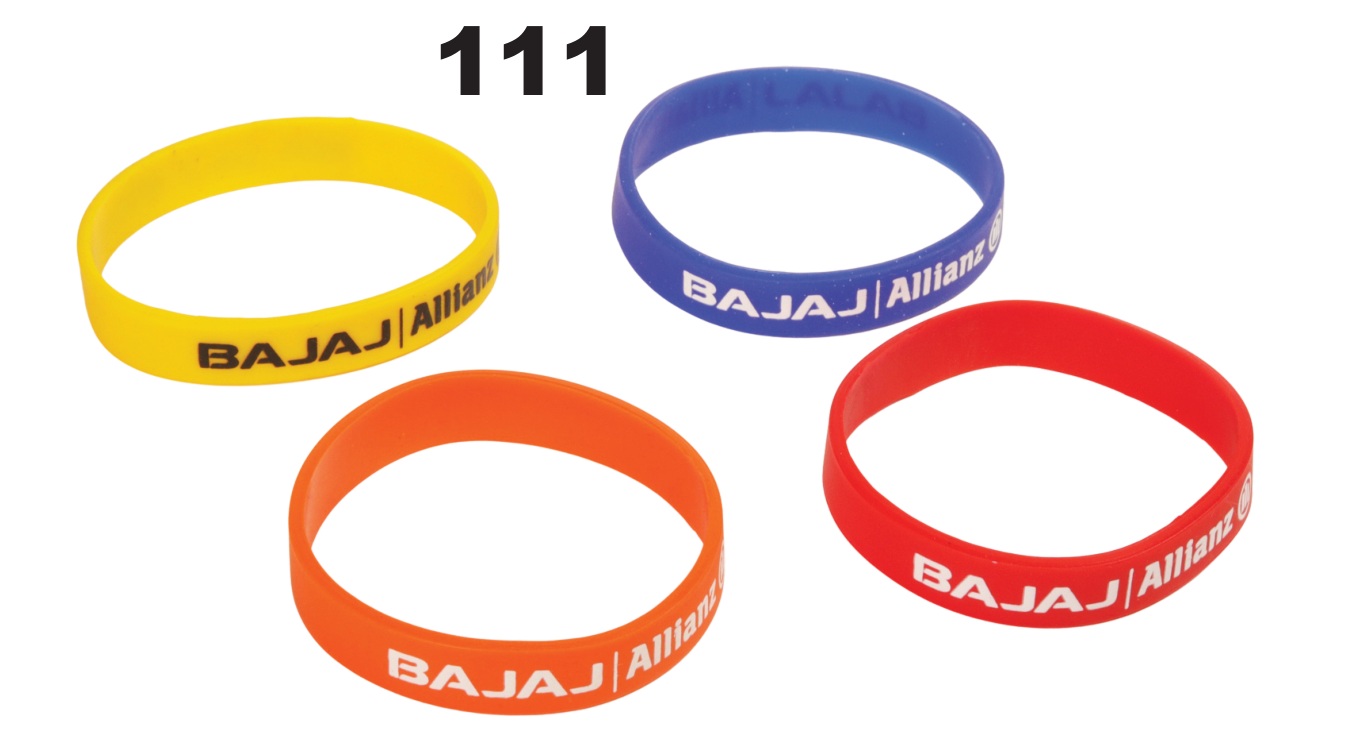 111 Multicolour Raised Print Silicone Wrist Band - Code 111