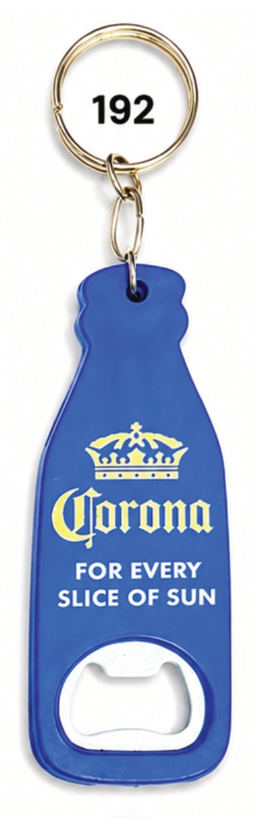 192 Blue Bottle Shape Moulded Bottle Opener Keychain - Code 192