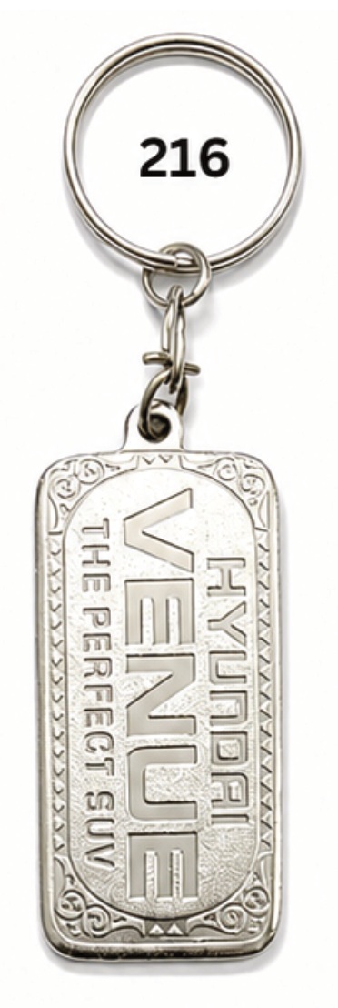 216 Rounded Rectangle Spark Nickel Metal Keychain - Code 216