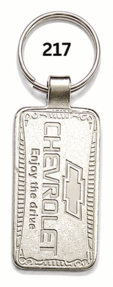 217 Long Rounded Rectangle Spark Nickel Metal Keychain - Code 217