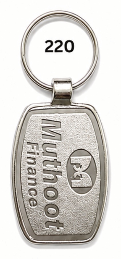 220 Tapered Rectangle Spark Nickel Metal Keychain - Code 220