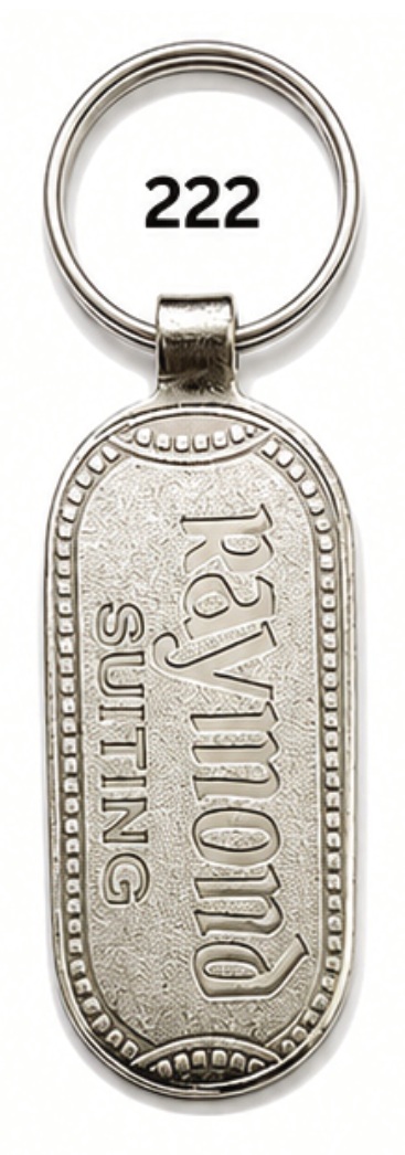 222 Elongated Oval Spark Nickel Metal Keychain - Code 222
