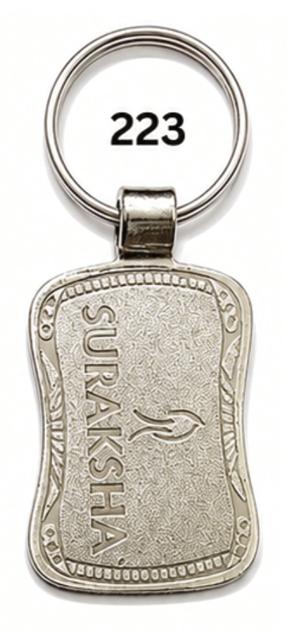223 Rounded Rectangle Spark Nickel Metal Keychain - Code 223