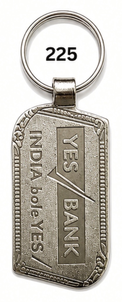 225 Square Spark Nickel Metal Keychain - Code 225