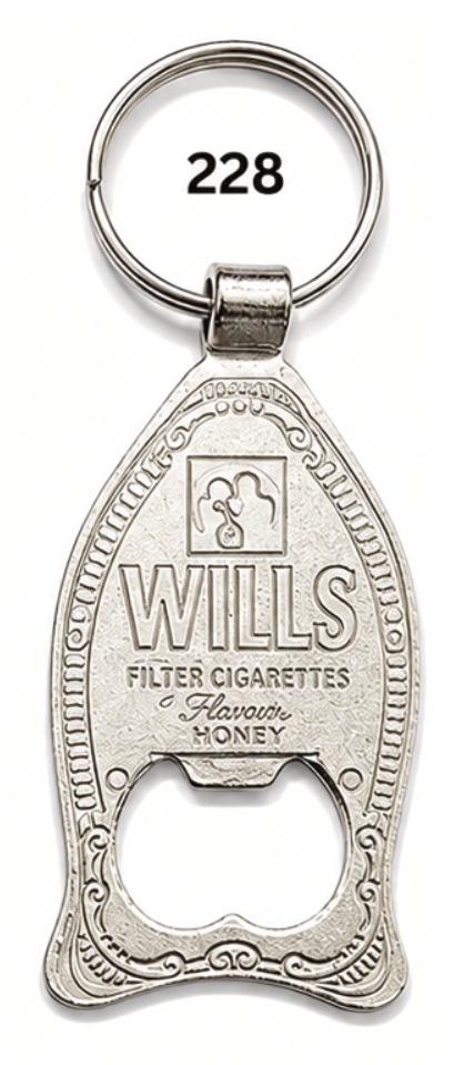 228 Ornamental Tag Spark Nickel Metal Bottle Opener Keychain - Code 228