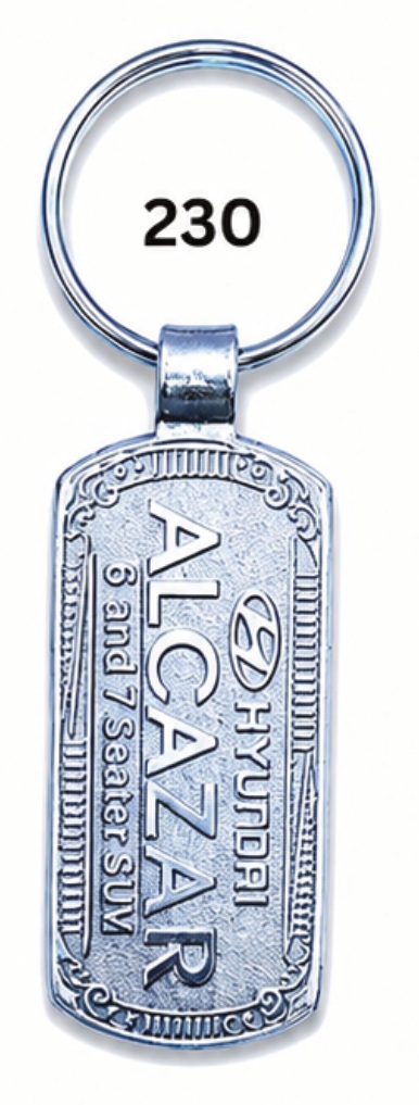 230 Elongated Oval Chrome Plated Metal Keychain - Code 230