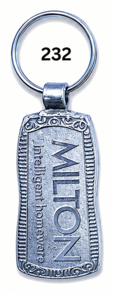 232 Rounded Rectangle Chrome Plated Metal Keychain - Code 232