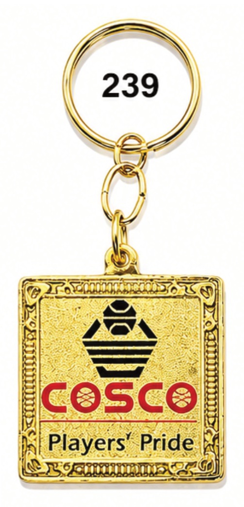 239 Square Golden Meena Metal Keychain - Code 239