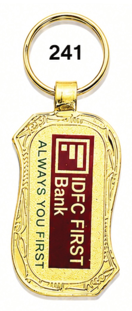 241 Decorative Rectangle Golden Meena Metal Keychain - Code 241