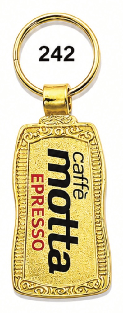 242 Rounded Rectangle Golden Meena Metal Keychain - Code 242
