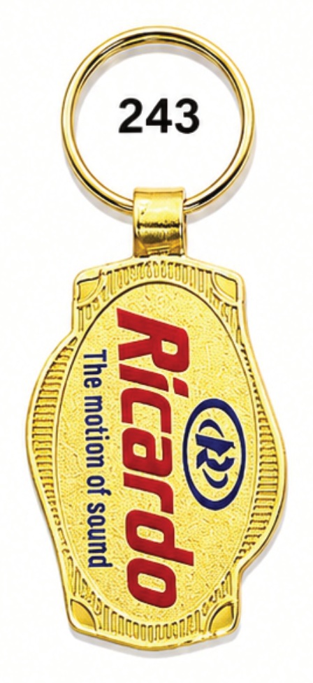 243 Oval Golden Meena Metal Keychain - Code 243
