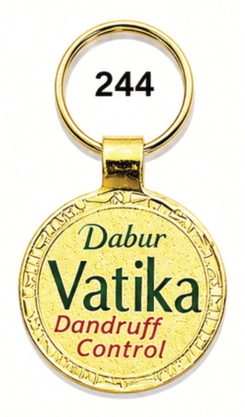 244 Round Golden Meena Metal Keychain - Code 244
