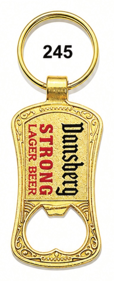 245 Rounded Rectangle Golden Meena Metal Bottle Opener Keychain - Code 245
