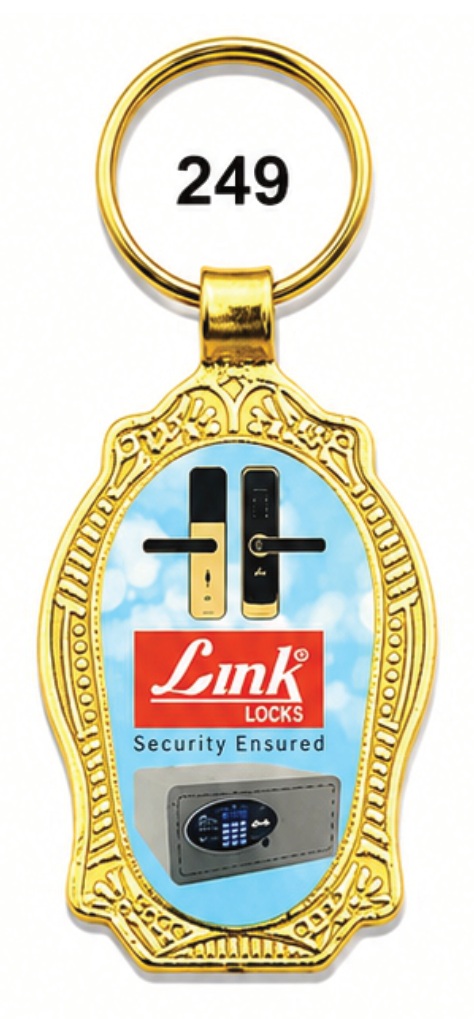 249 Tapered Rectangle Digital Printed Metal Keychain - Code 249