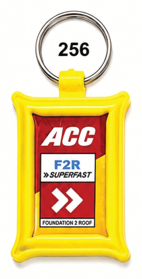 256 Yellow Decorative Frame Digital Plastic Keychain - Code 256
