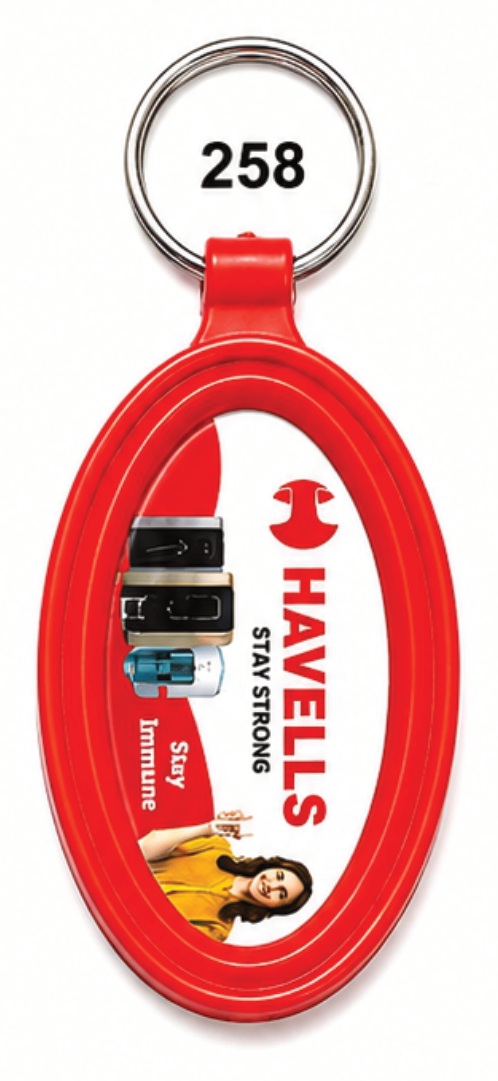 258 Red Oval Digital Plastic Keychain - Code 258