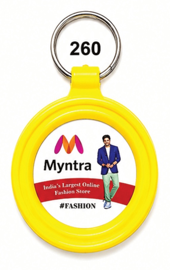 260 Yellow Round Digital Plastic Keychain - Code 260