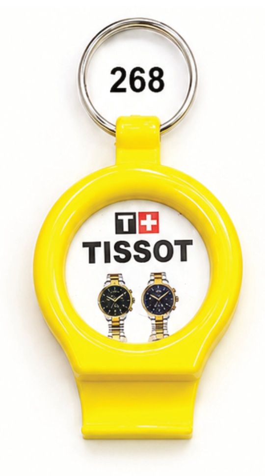 268 Yellow Round Plastic Mobile Stand Keychain - Code 268