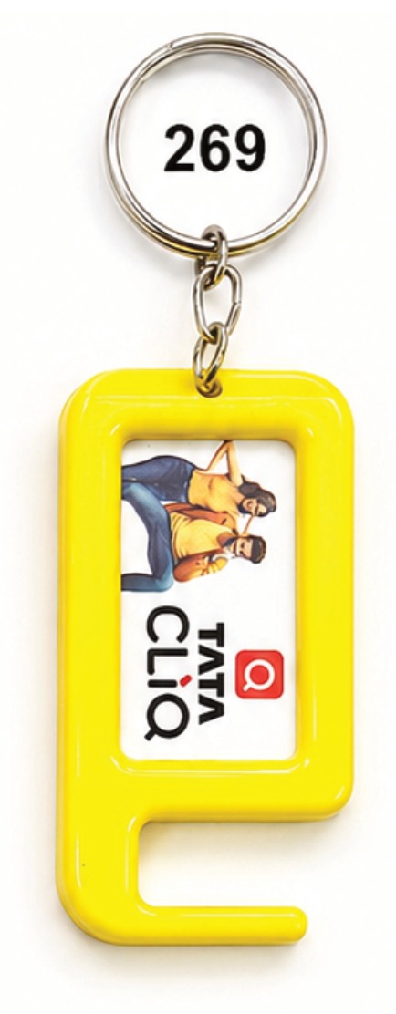 269 Yellow Side Frame Plastic Mobile Stand Keychain - Code 269