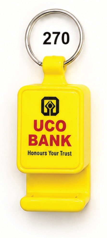 270 Yellow Rounded Plastic Mobile Stand Keychain - Code 270