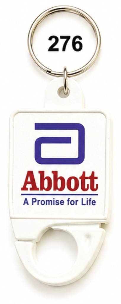 276 White Rectangular Plastic Hook Keychain - Code 276